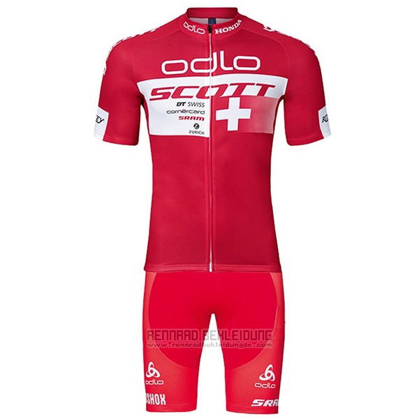 2017 Fahrradbekleidung Scott Champion Schweiz Trikot Kurzarm und Tragerhose - zum Schließen ins Bild klicken